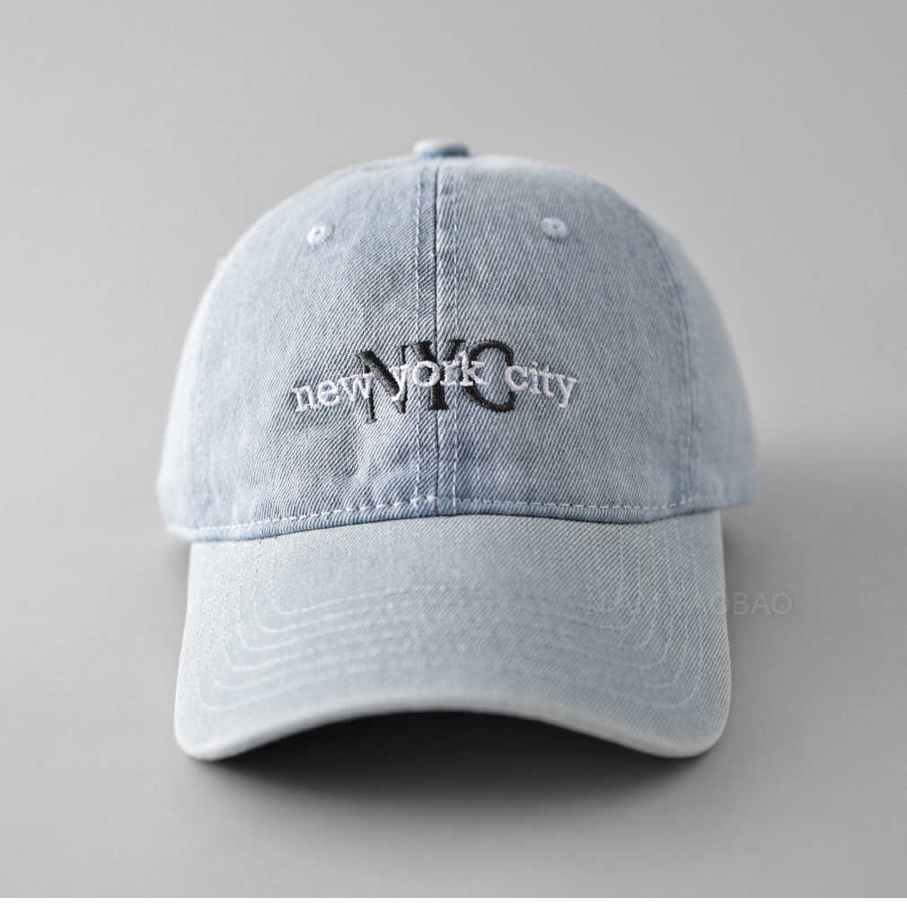 Letter Denim Baseball Cap With Adjustable Fit For Sun Protection And Breathability