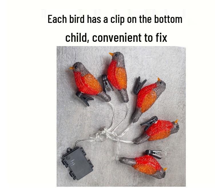 LED Solar Acrylic Bird String Lights - Outdoor Festive Decoration for Courtyard and Christmas Trees