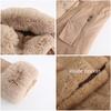 Winter Cotton Jacket for Women Detachable Fur Collar Mid Length Long Sleeved Style Overcoming Solid Color Hooded Warm Cotton Suit