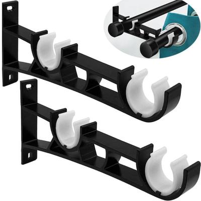 Aluminium Alloy Curtain Rod Brackets Heavy Duty Black Curtain Rod Holders for Wall Durable 7.29 Inches Duty Curtain Rod Hooks