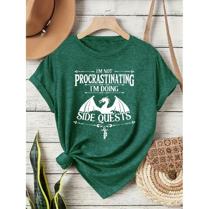 Simple English letter print pattern casual sports retro loose round-neck short-sleeve top T Shirt S