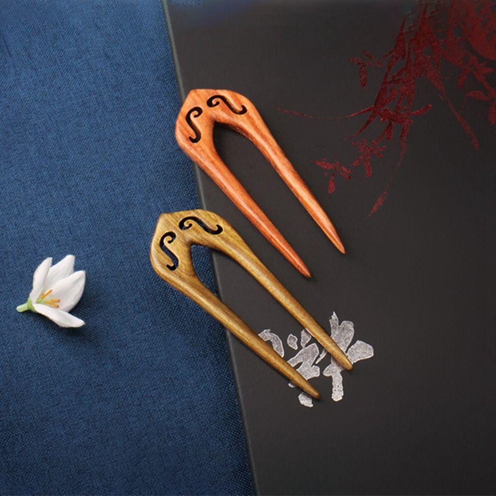 Headwear Hair Comb Clip U Shape Hairpin Chinese Style Headwear Hanfu Hair Sticks Wooden Hairpin