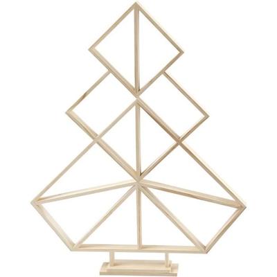 Decorative Object - Wooden Christmas Tree - 60 X 47 Cm - Geometric Design - White