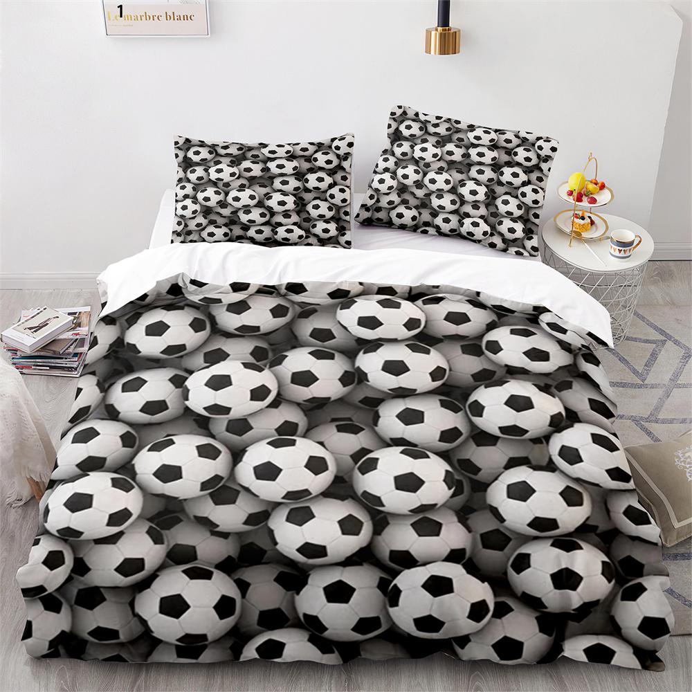 Soccer Duvet Cover Set Football Sport Galaxy Background Polyester Comforter Cover King Queen Twin Full Size For Kids Boys Girl