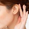 14K GF White Stripe One-Touch Earrings C24EGF088