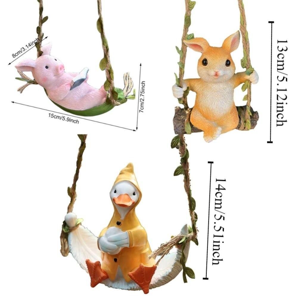 Resin Rabbit Swinging Garden Decoration Waterproof Duck Table Decoration Doll  Flower Garden