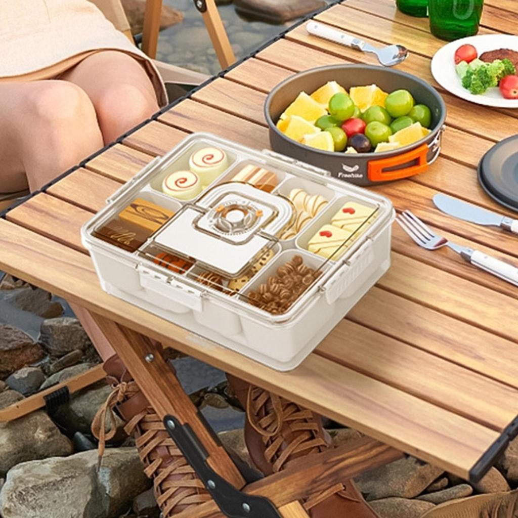 Snack Box Container Cooling Snack Container Divided Serving Tray Reusable Platter 8-Compartment For Hiking School Party Lunch