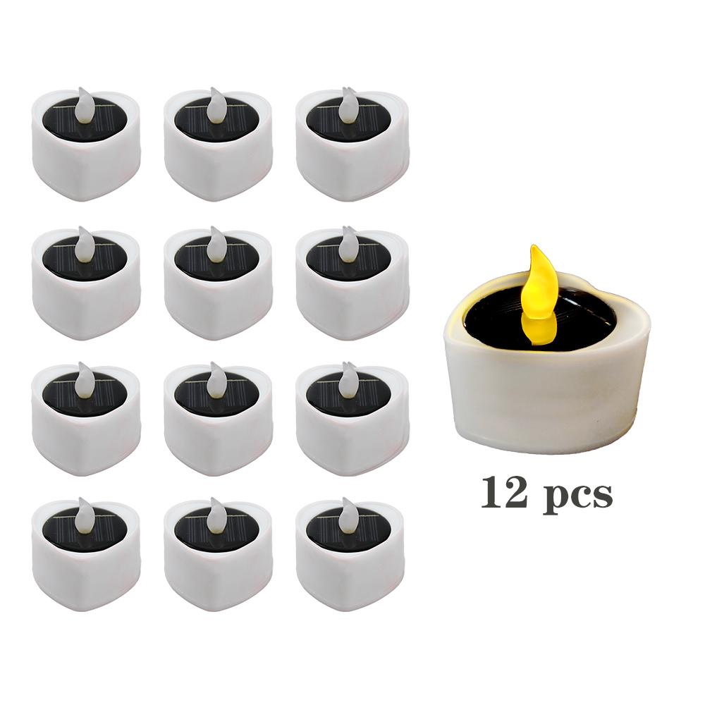 Heart Candle LED Tea Lights Solar Romantic Flameless Decorations Special Night Set for Valentine's Day Wedding Anniversary
