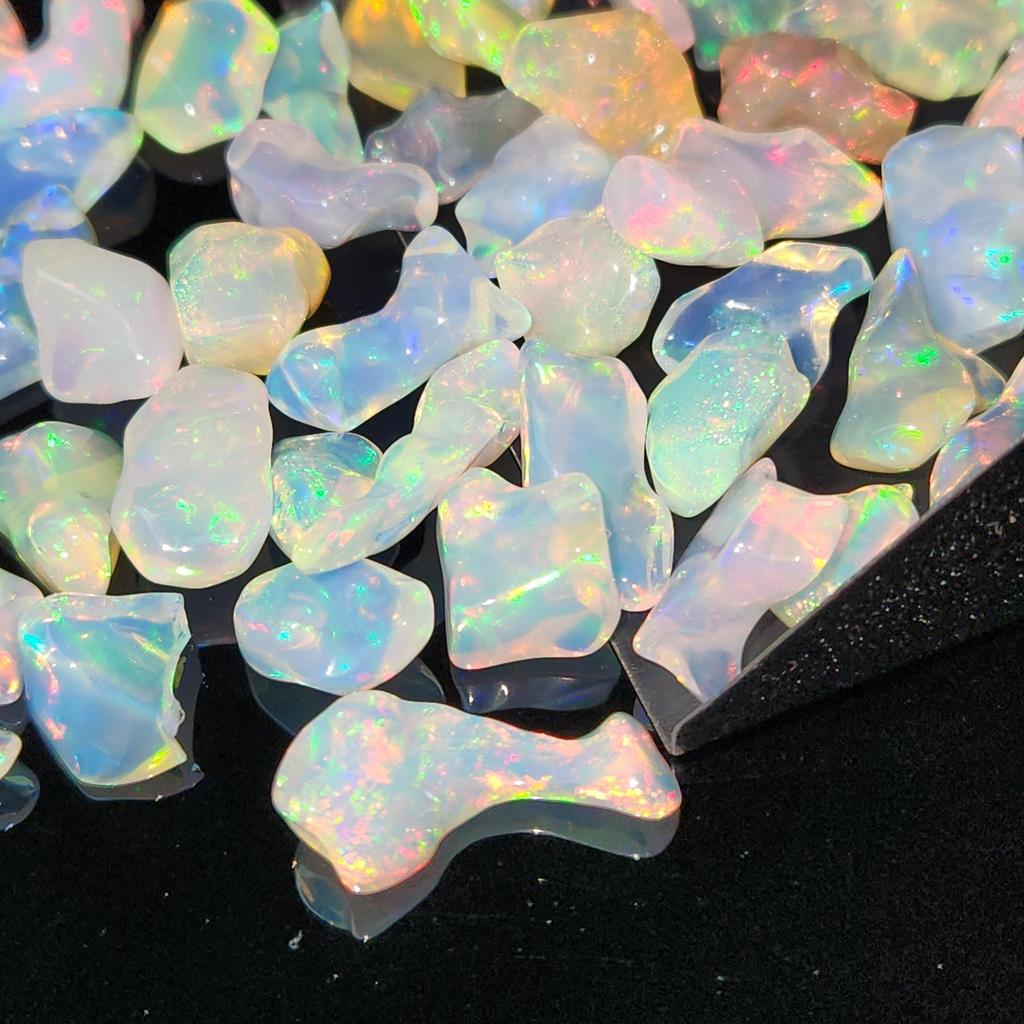 Polished White Uncut Opal Stone, Multi fire Opal, 7-15 MM Size Rough. Opal Rough Lot.