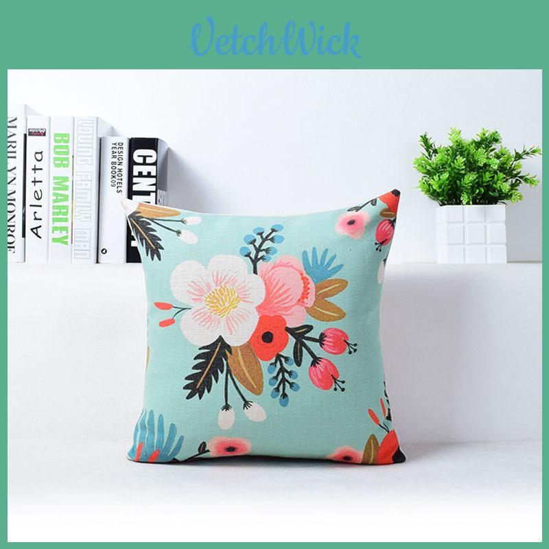 Premium Vivid Flower Floral Plants Linen Pillow Case For Elegant Home Decor 18