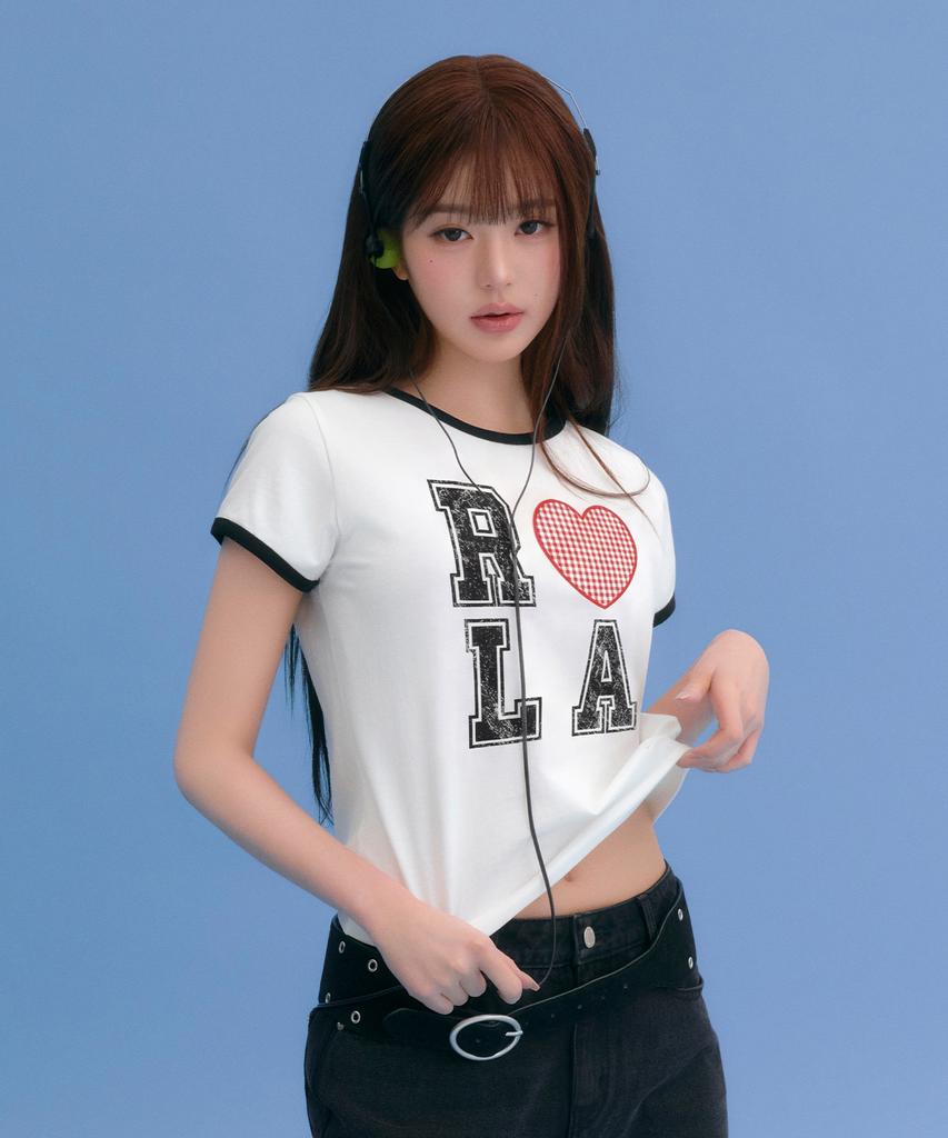 ROLAROLA I Love Rola Patchwork Ringer T-Shirt White