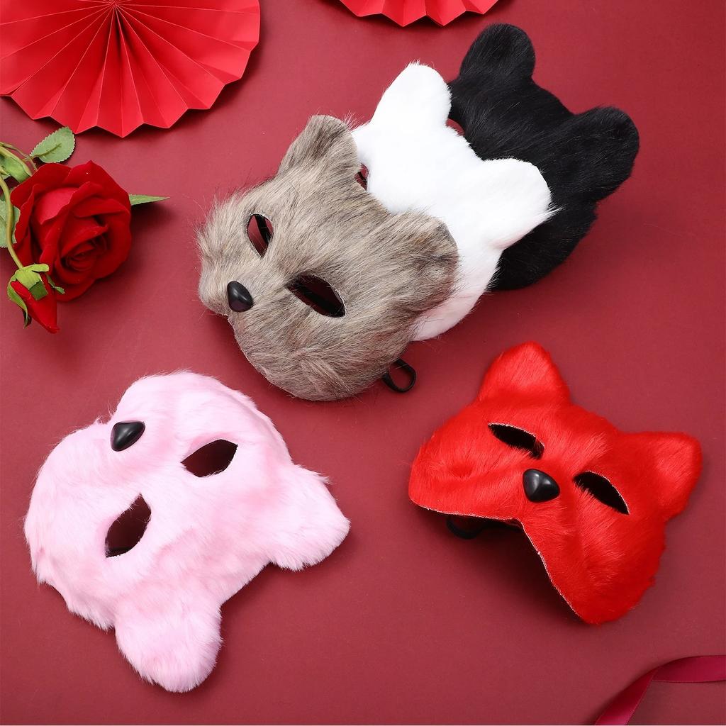 1 Stück Maske Plüsch Katze Fuchs Maske Halbgesichts Tiermaske Bühnenperformance Pelzig Party Katzenmaske Neuheit Ausrüstung Fuchs Kostümzubehör