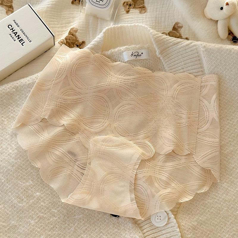 Damen Sommer Dünn Sexy Spitze Mesh 7A Antibakteriell Ohne Abdrücke Mittelhoch Taillierte Dreiecksslips