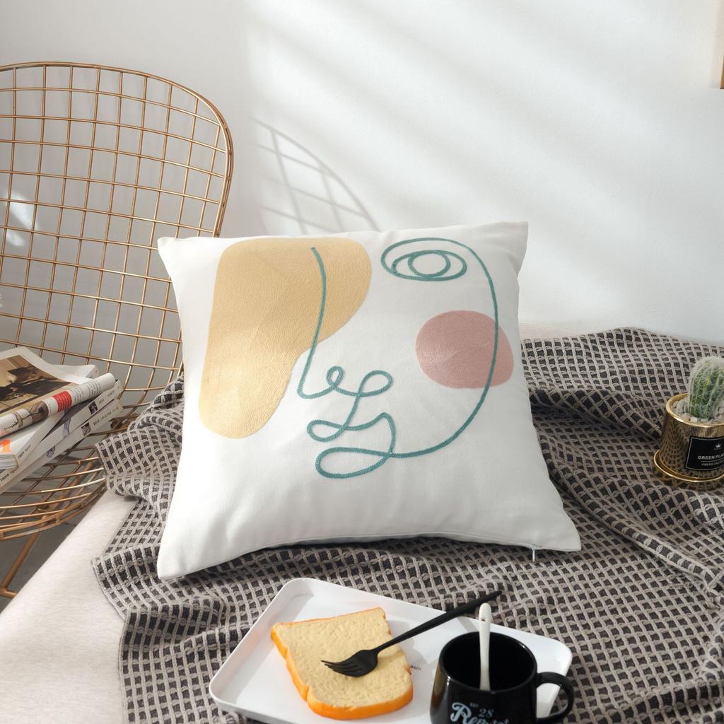 Nordic Art Ins Abstract Face Pillow - Minimalist Sofa Office Decor Cushion Cover W/Core, Free Shipping