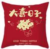 Modern Chinese Wedding Pillow Short Plush Double-sided Wedding Sofa Cushion Cover Wedding Room Red Festive Pillow