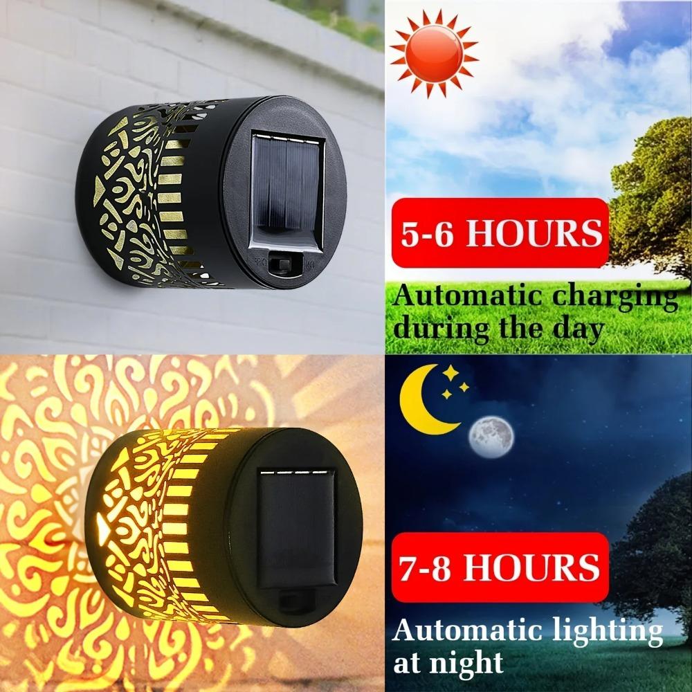 2pcs Solar Wall Lights, IP65 Metal Outdoor Wall Theme Fence Lights, Garden Backyard Decoration Outdoor Decor Front Door Lantern