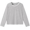 MQD Girls' Striped Lace Trim Long Sleeve T-Shirt