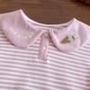 Babyrandiga broderade toppar med dockkrage Söta och gulliga avslappnade lössittande långärmade toppar för vår och höst