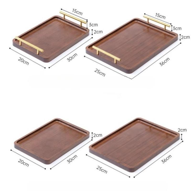 Wooden Serving Tray with Handles Bamboo Tea Tray Food Tray for Breakfast Coffee Dessert Snack Platter Home Coffee Table