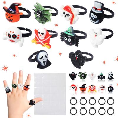 10pc Creative Halloween Themed Rings Halloween Party Decoration DIY Party Gifts Event Crazy Gatherings Assorted Spooky Props Set