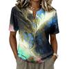 Women's Short Sleeve Shirt, Fashion Print Pattern, Cotton Linen , Button Down Casual Blouse for Summer