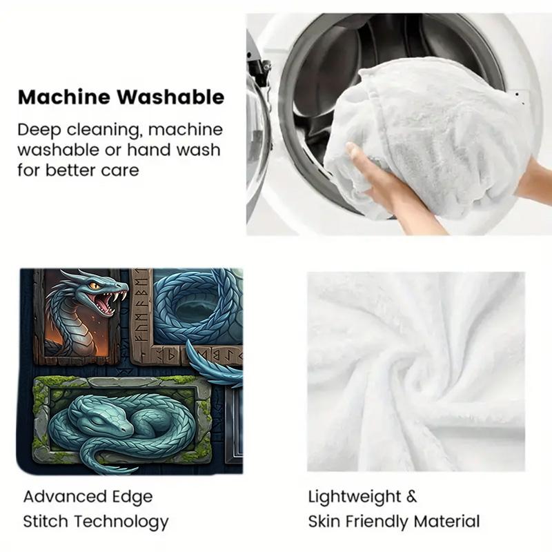 Mythical Serpent Compilation 2D Flat Pattern Flannel Blanket, High Quality All Seasons, Home Decor, Warmth and Comfort, Perfect for Christmas Gifts.