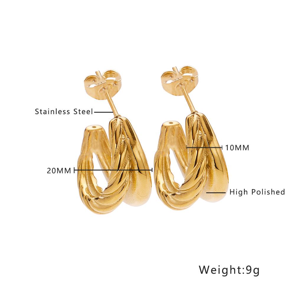 18K Gold Geometric Twisted Cable Earrings In Titanium Steel for Women
