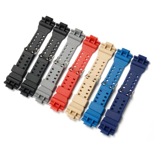 Casio Genuine Compatible Band, 16mm Wide Striped Waterproof Watch Strap for G-8900A, GR-8900A, GW-8900A, GA-110, GA-100, GD-100, and GD-110 (Khaki)