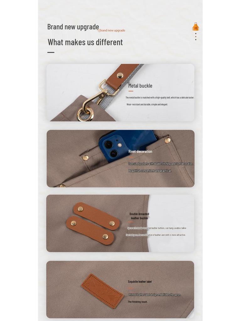 Waterproof Canvas Apron with Custom Logo Printing for Catering and Supermarket Use