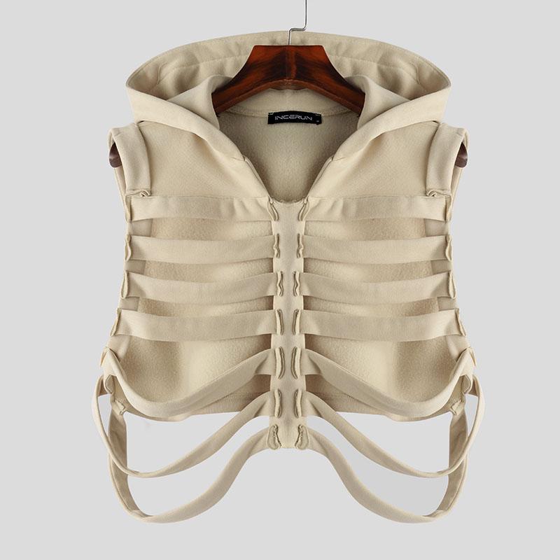 INCERUN Men Cool Style Sleeveless Hollow Out Cosplay Pullover Waistcoats