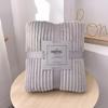 Thick Striped Flannel Fleece Blanket - Super Soft Throw for Office, Yoga, or Gift