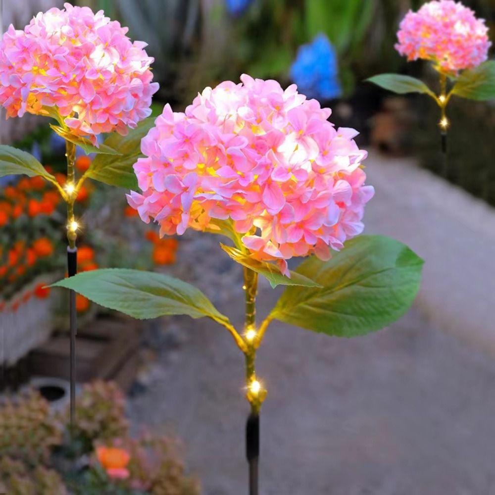 Realistic Solar Embroidered Flower Lamp Decorative Lighting Outdoor Hydrangea Light Patio Decor