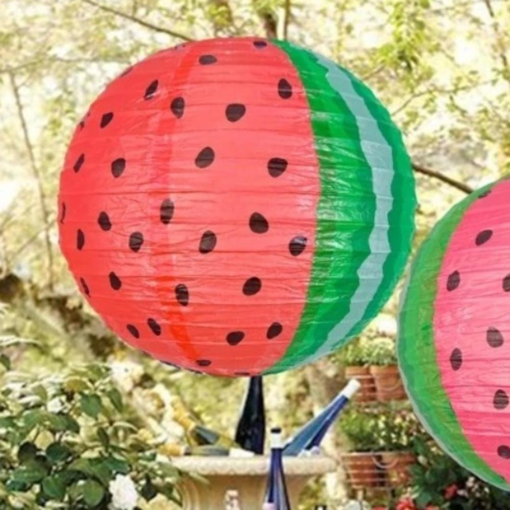 3pcs 10inch Watermelon Paper Lantern Portable Summer Hanging Lantern  Hawaii Party