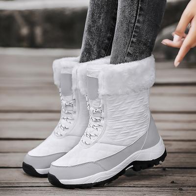 Neue Winter Schneestiefel Damen Outdoor Wasserdicht Mode Hochwertige Plüschschuhe Plateau High Top Lässige Baumwollstiefel 2024