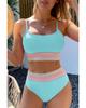 Azura Exchange Patchwork Striped Spaghetti Strap High Waist Bikini Swimsuit