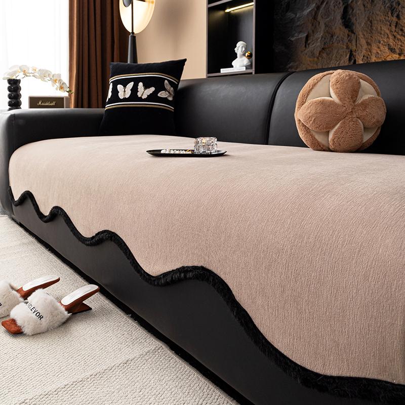Non-Slip Couch Slipcover Protector Universal Irregularity Sofa Cushion European Retro  All-SEASON Solid Color Sofa Cover