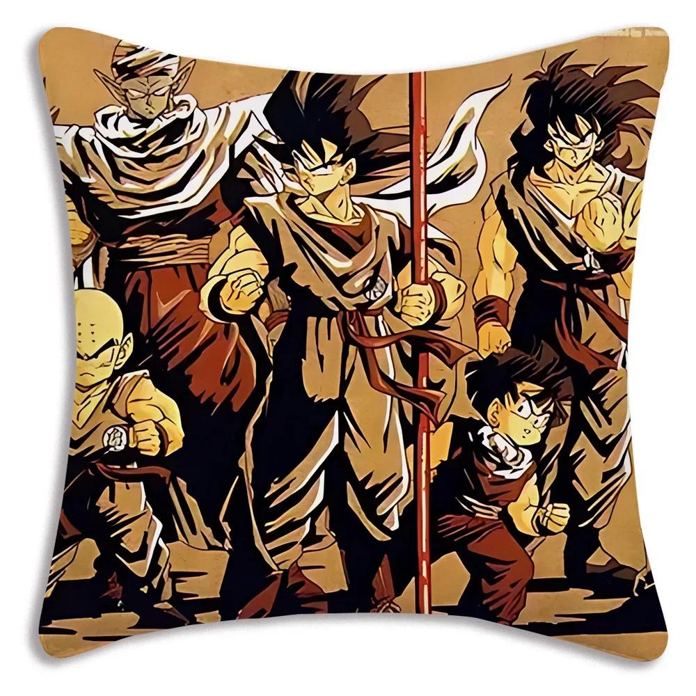 Anime Dragon Balls Z Goku Kawaii Kissenbezüge Cartoon Sofa Dekoratives Zuhause Doppelseitiger Druck Kurzer Plüsch Niedlicher Kissenbezug