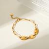 Stainless Steel Pig Nose Clasp Bracelet for Women, 18K Gold Plated Fashionable Commuter Versatile Paperclip Bracelet