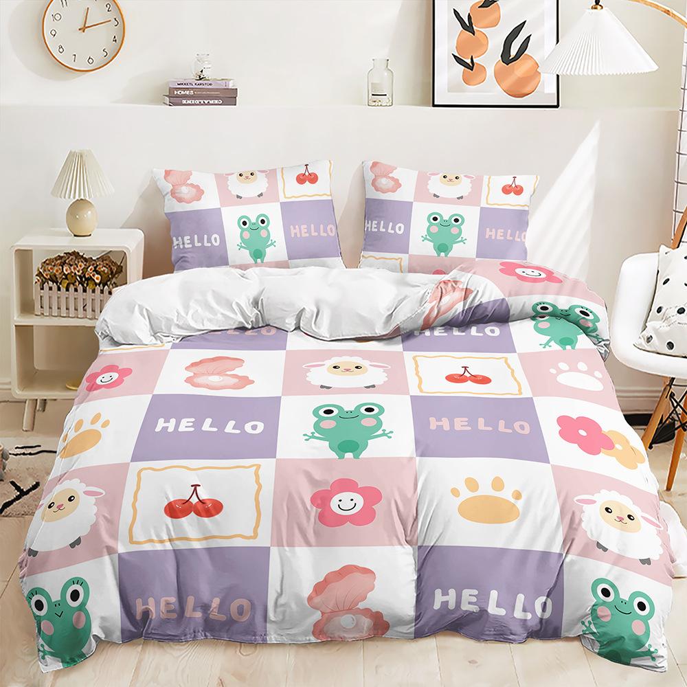 3D Digital Printing Kit Bedding Quilt Cover Three-Piece Set Small Fresh Animal Home Textiles