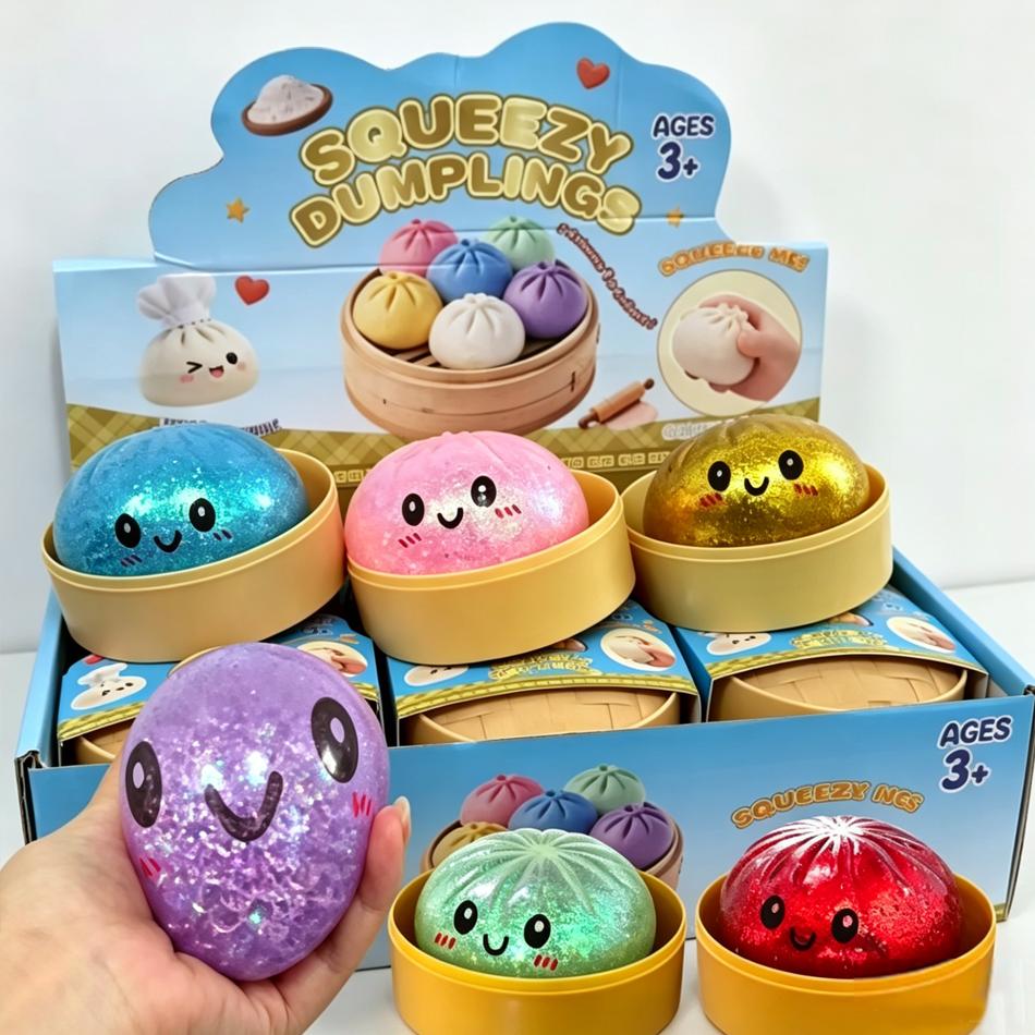 Nuovo Raviolo Colorato con Glitter Raviolo Glitterato Squishy con Scatola Ravioli Giocattolo Sensoriale da Spremere per Sollievo dallo Stress Giocattoli Regali