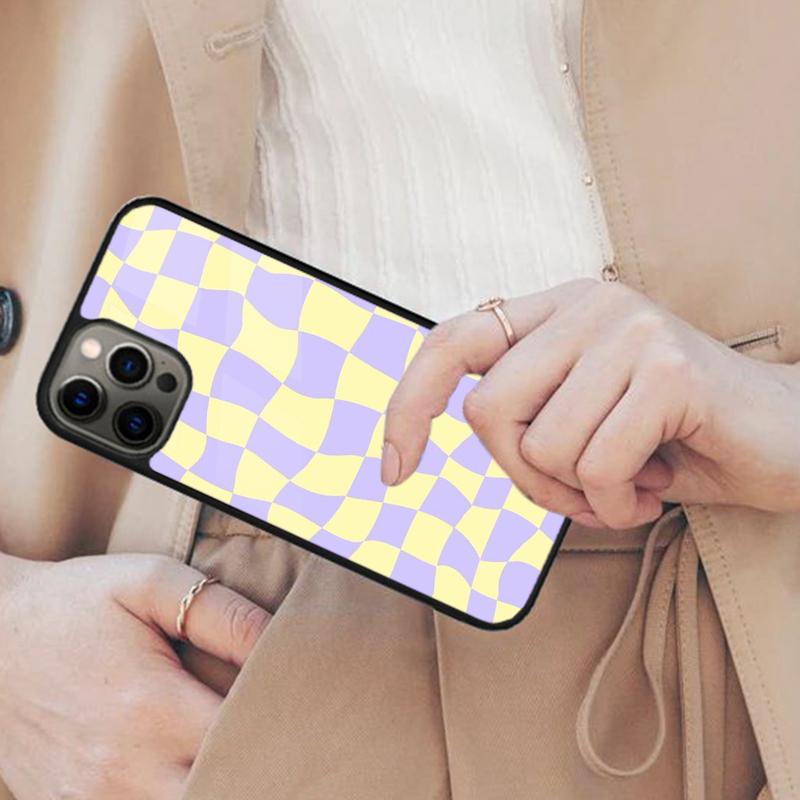 Checkerboard Mustard Yellow Magnetic Phone Case For APPLE iPhone 17 Air 16 14 13 12 Pro Max 15 Plus Wireless MagSafe Cover