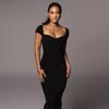 European and American ins style 2026 summer explosive women's clothing new one-word collar ribbed long slim dress wholesale