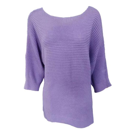 Solid Color Knitting Sweater O-Neck 44989 Sleeve Loose Fit Pullover Tops Knitwear