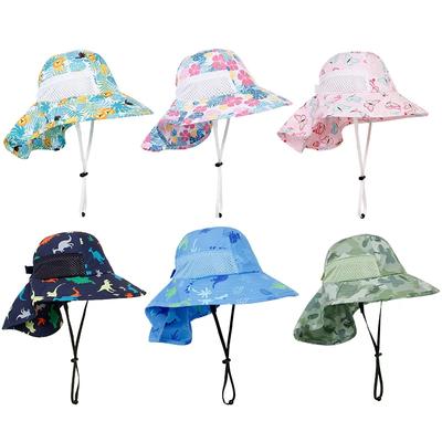 Zomer Baby Hoed met Sjaal Sneldrogende Print Zonnehoed voor Jongens Meisjes Vissershoeden Kinderen Strand Reizen Kinderaccessoires