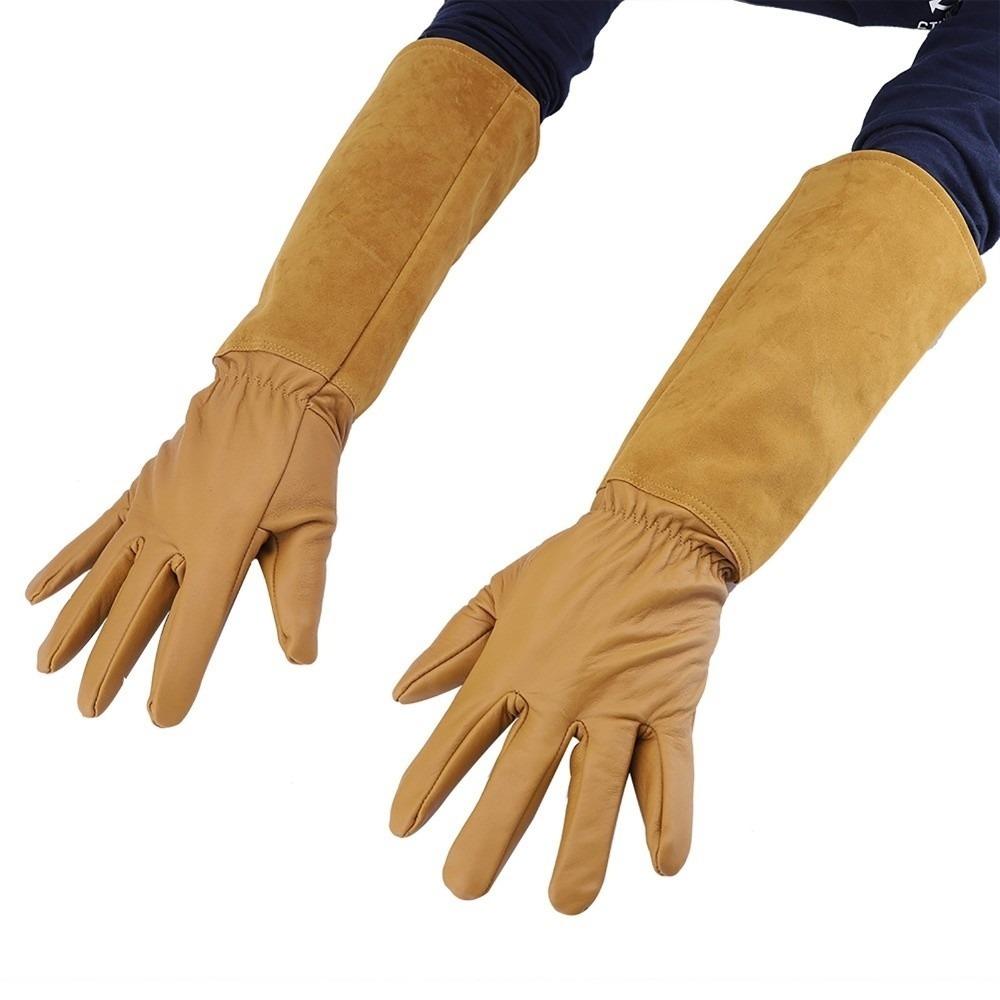 

1 Pair Wearproof Rose Pruning Gloves Puncture Proof Long Gauntlets Farming Brown-S