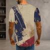 Men Plus Size Round Neck Short Sleeve American Flag Printed Casual T Shirt