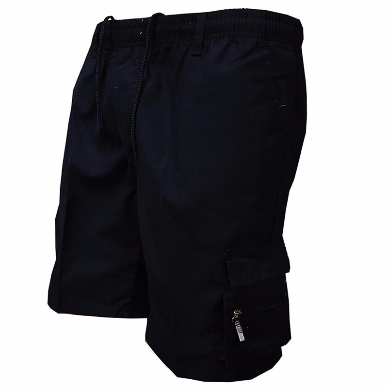 

Мужские простые эластичные легкие шорты Cargo Combat с несколькими карманами из хлопка XL чёрный
