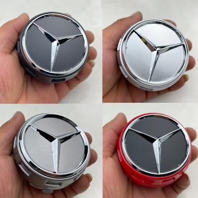 VVVV- 4pcs 75mm Black Red Raised Car Styling Wheel Center Cap Hub Covers Badge Car Accessories For Mercedes Benz AMG A0004000900