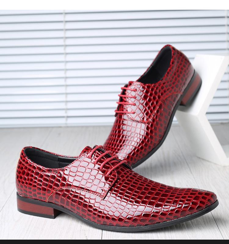 Autumn Spring Classic Derby Shoes For Men Leather Crocodile Pattern Dress Lace-Up Casual Business Wedding Party Comfortable