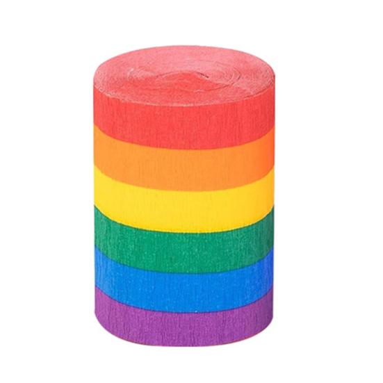 32ft Rainbow Crepe Paper Streamers Colourful Crepe Paper Roll for Birthday Party